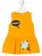 Fendi Kids - Oops! Cat Print Dress - Kids - Cotton/spandex/elastane - 18 Mth, Yellow/orange