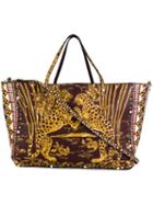 Valentino 'rockstud Rolling' Tiger Trapeze Tote