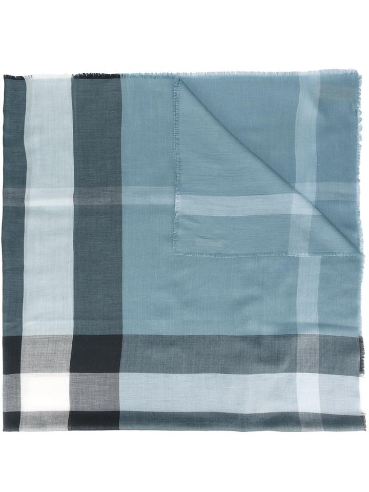 Burberry House Check Scarf, Men's, Blue, Silk/modal/wool/cashmere