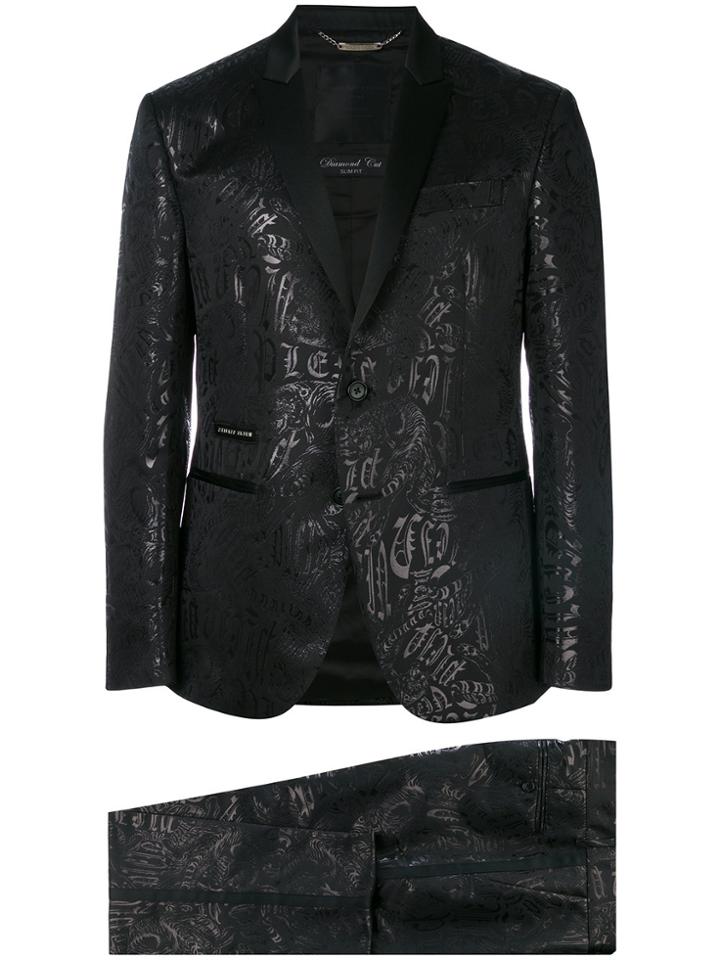 Philipp Plein Tonal Print Two Piece Suit - Black