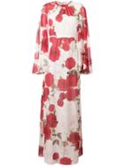 Giambattista Valli Floral Print Gown, Women's, Size: 40, Red, Silk/cotton/viscose