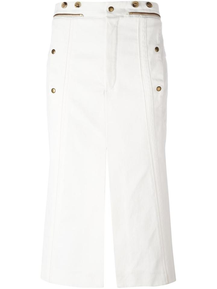 Chloé Twill Biker Skirt, Women's, Size: 38, White, Cotton