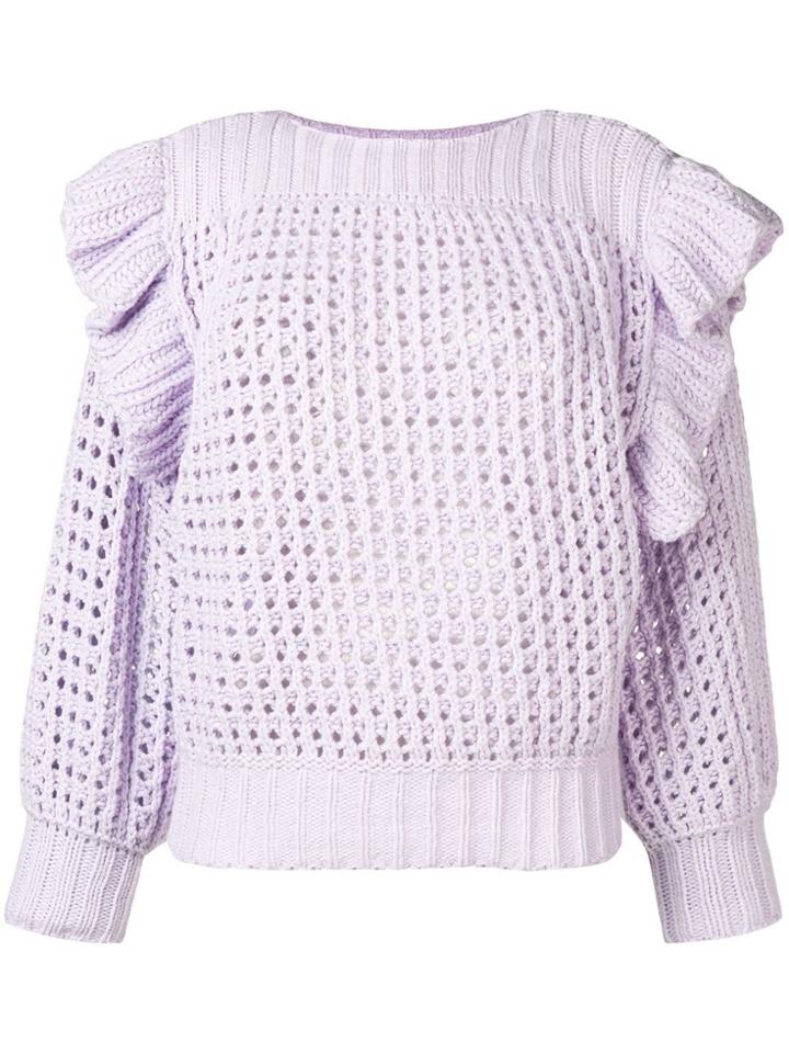 Philosophy Di Lorenzo Serafini Ruffle Sleeve Knit Jumper - Purple