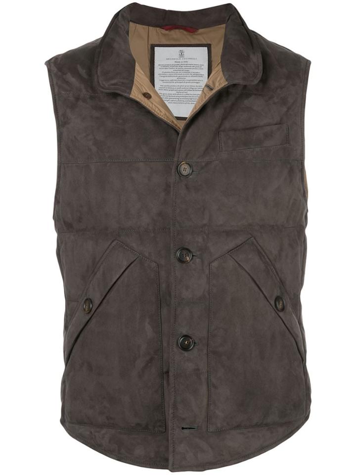 Brunello Cucinelli Slim-fit Padded Gilet - Grey