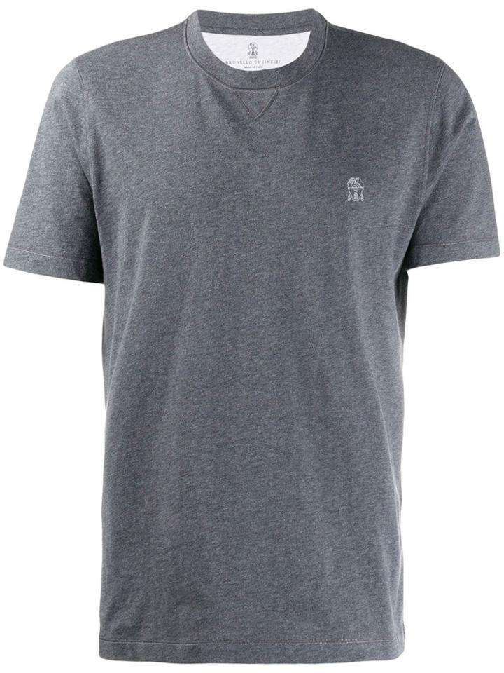 Brunello Cucinelli Logo Crew Neck T-shirt - Grey