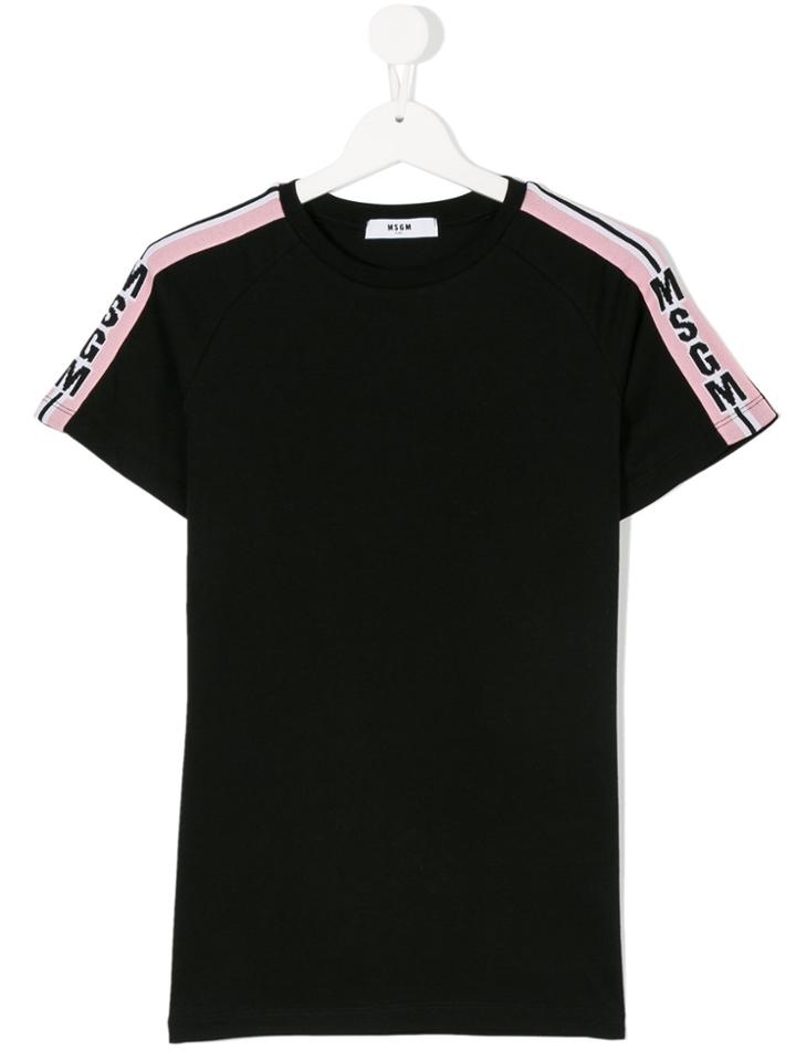 Msgm Kids Logo Stripe T-shirt - Black