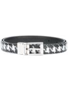 Dolce & Gabbana Houndstooth Print Belt, Women's, Size: 75, Black, Leather