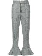 Self-portrait Checked Flared Hem Trousers - Black