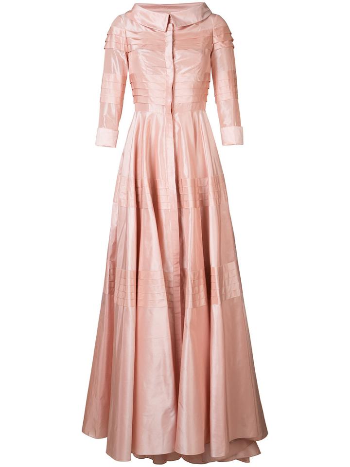 Carolina Herrera - Solid Taffeta Gown - Women - Polyester - 4, Pink/purple, Polyester