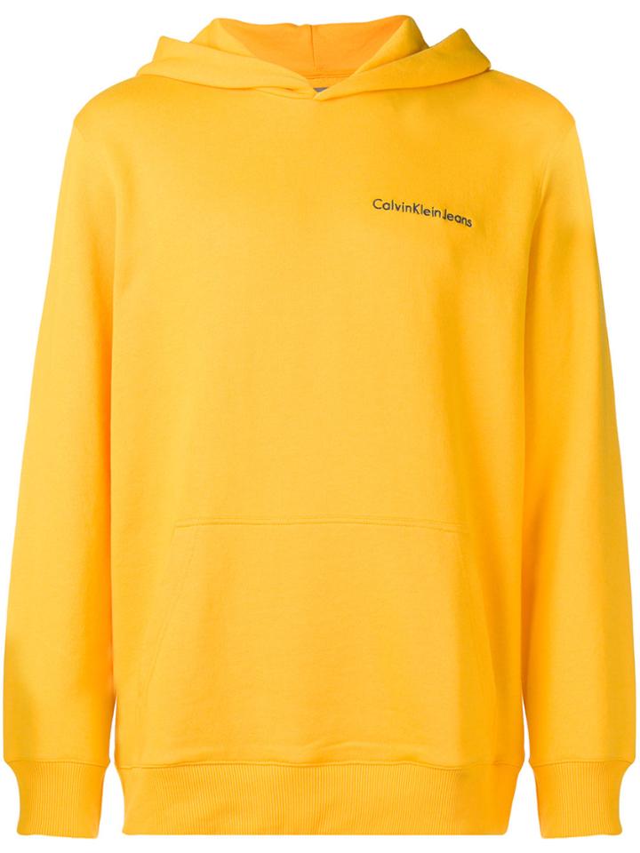 Calvin Klein Jeans Logo Hooded Sweatshirt - Yellow & Orange