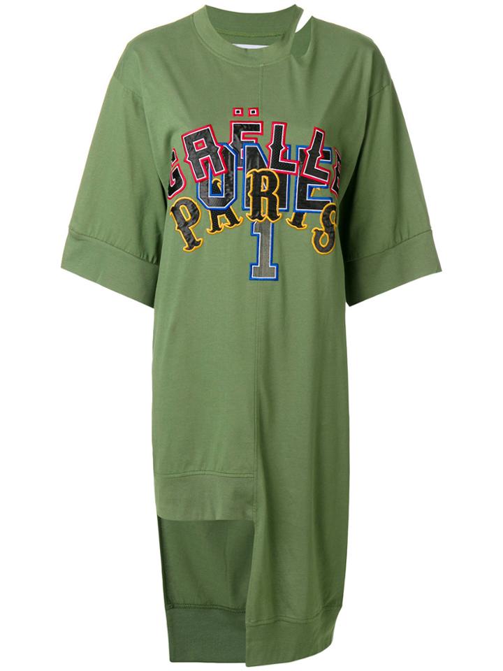 Gaelle Bonheur Asymmetric Embroidered Jersey Dress - Green