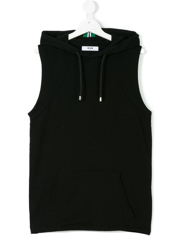 Msgm Kids Teen Sleeveless Hoodie - Black