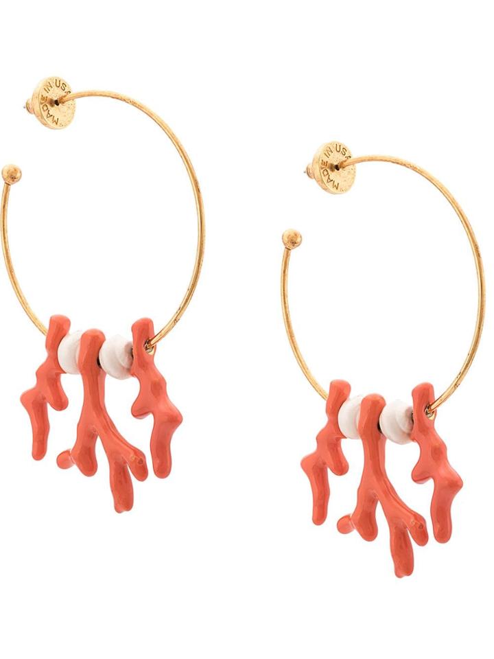 Oscar De La Renta Crystal Pearl Hoop Earrings - Orange