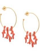 Oscar De La Renta Crystal Pearl Hoop Earrings - Orange