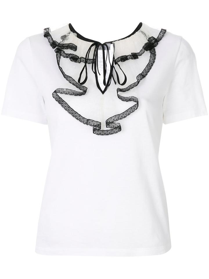 Red Valentino - Lace Bib T-shirt Dress - Women - Cotton/polyamide - S, White, Cotton/polyamide