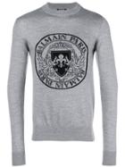 Balmain Logo Pattern Sweatshirt - Grey