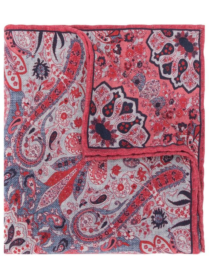 Eleventy Paisley Pocket Square - Red