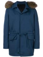 Gabriele Pasini Fur Trimmed Hooded Jacket - Blue
