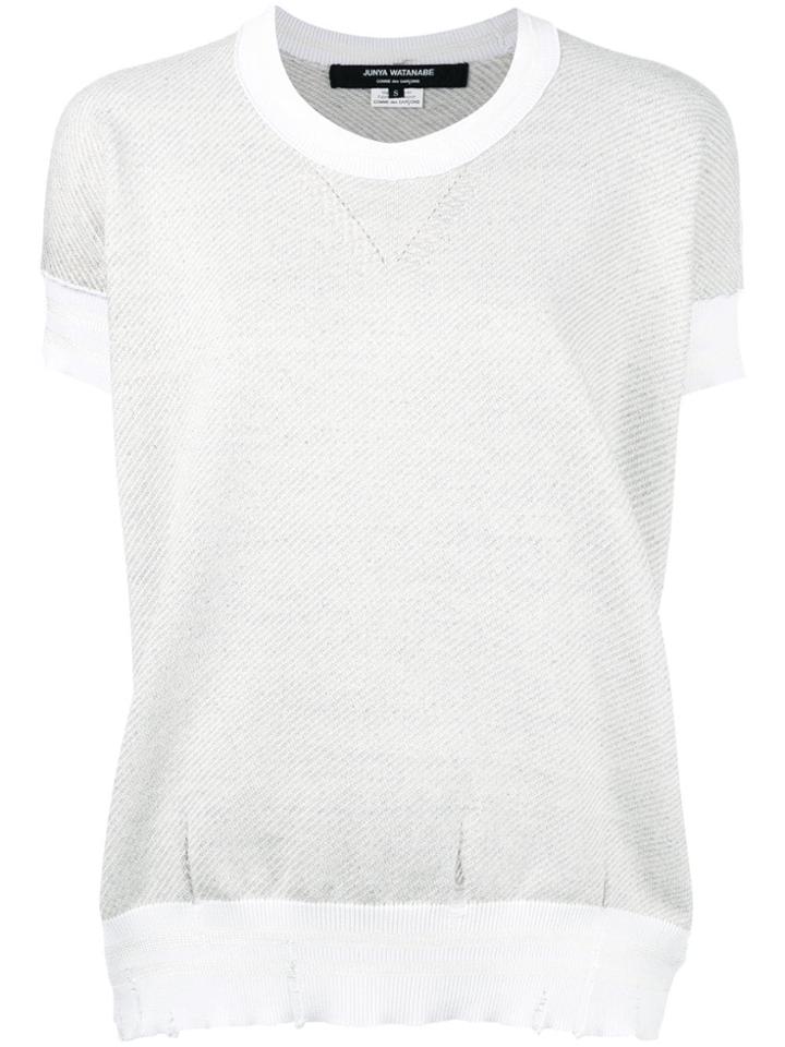 Junya Watanabe Distressed Short Sleeve Sweater - Nude & Neutrals