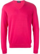 Drumohr V-neck Sweater, Men's, Size: 50, Pink/purple, Cotton