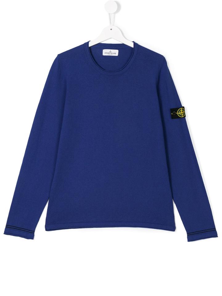 Stone Island Junior Logo Patch Long Sleeve Top - Blue