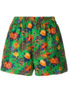 La Doublej Floral Fitted Shorts - Green