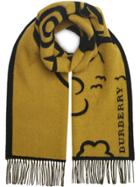 Burberry London Street Art Wool Cashmere Jacquard Scarf - Yellow &