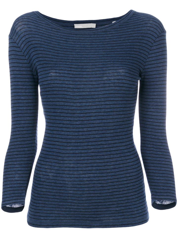 Vince - Heather Stripe T-shirt - Women - Cotton - Xs, Blue, Cotton