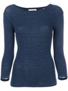 Vince - Heather Stripe T-shirt - Women - Cotton - Xs, Blue, Cotton