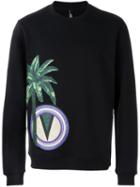 Versus Palm Tree Patch Sweatshirt, Men's, Size: Xl, Black, Cotton/polyester