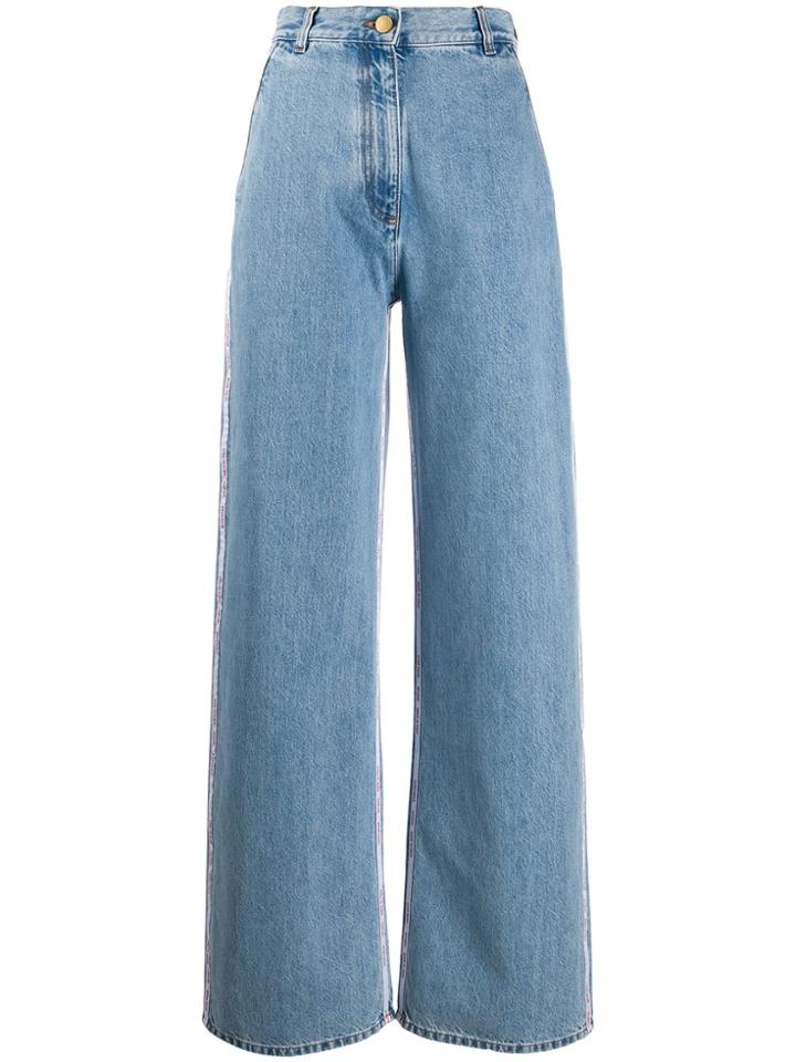 Gcds High-waisted Wide Leg Jeans - Blue