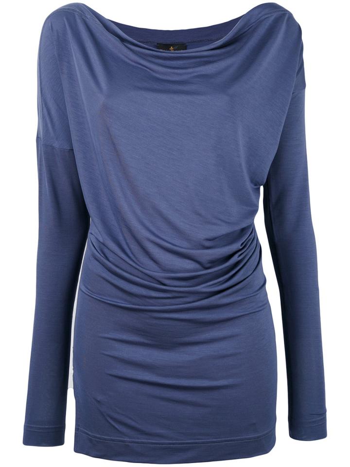 Vivienne Westwood Anglomania - Draped T-shirt - Women - Spandex/elastane/lyocell - Xl, Pink/purple, Spandex/elastane/lyocell