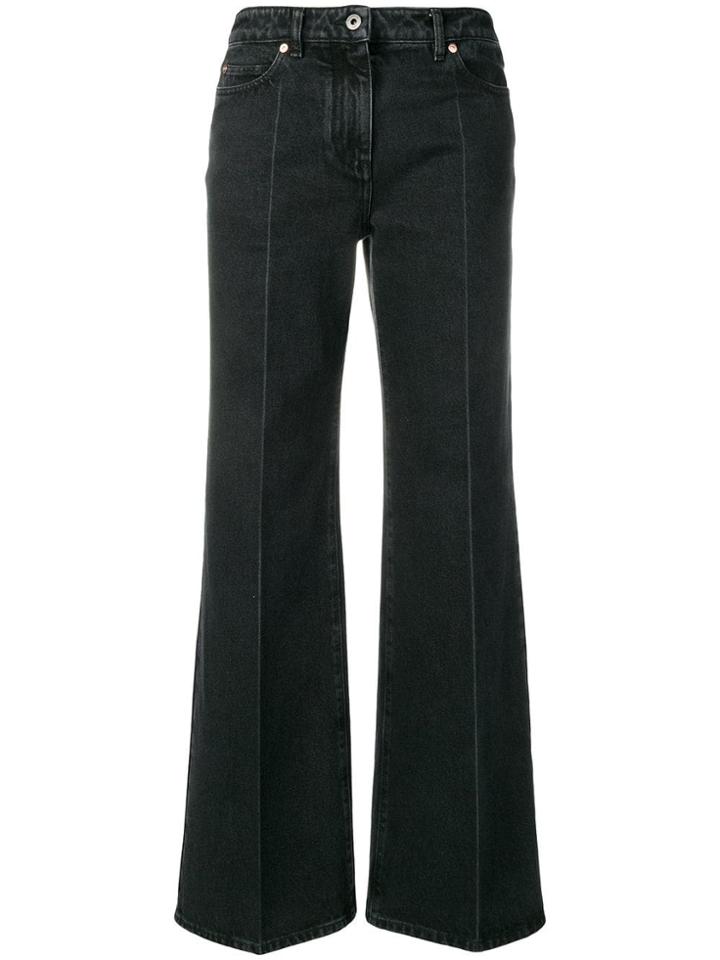 Valentino Contrast Logo Print Flared Jeans - Black