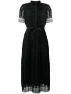 Bottega Veneta Pleated Dress With Lace Detail - Black