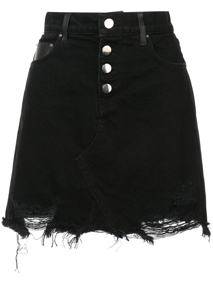 Amiri Denim Fringe Skirt - Black