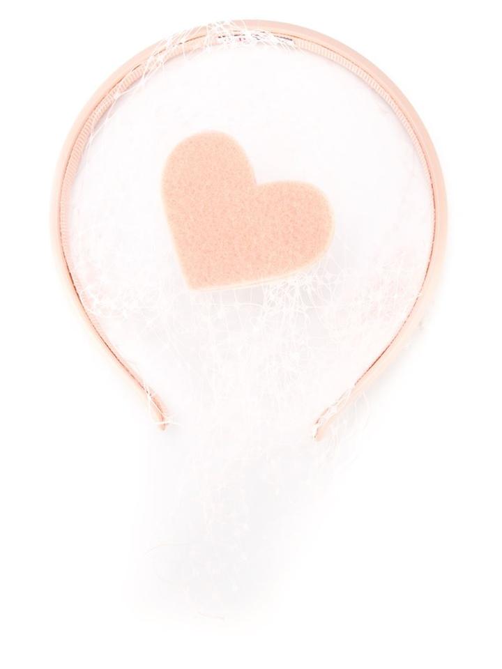 Red Valentino Heart Appliqué Veil Headband, Women's, Pink/purple, Leather/nylon