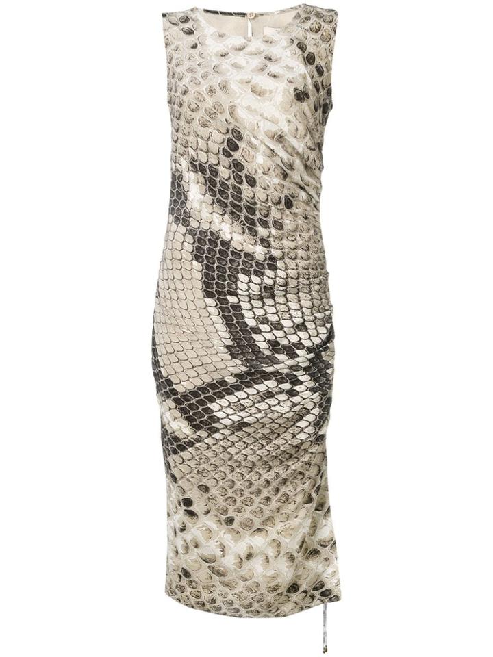 Roberto Cavalli Snakeskin Print Midi Dress - Neutrals