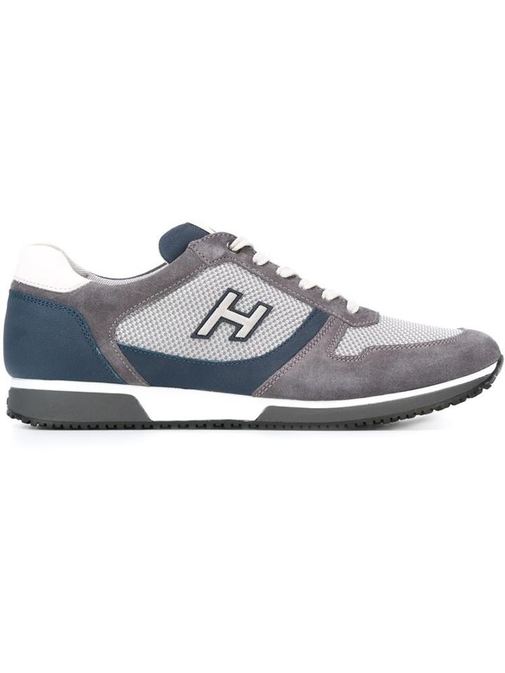 Hogan Panelled Sneakers, Men's, Size: 9, Blue, Leather/suede/nylon/rubber