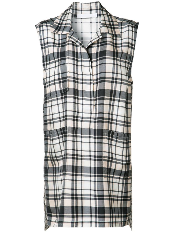 Victor Alfaro Plaid Sleeveless Shirt, Women's, Size: 8, Black, Silk