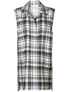 Victor Alfaro Plaid Sleeveless Shirt, Women's, Size: 8, Black, Silk