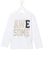 Diesel Kids Awesome Glittery Print Top, Girl's, Size: 10 Yrs, White