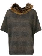 Fabiana Filippi Fur-trim Short-sleeve Sweater - Brown