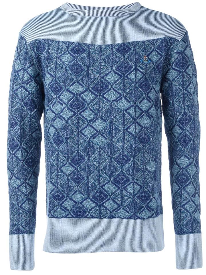 Vivienne Westwood Patterned Long Sleeve Jumper - Blue