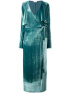 Attico Long Sleeved Wrap Dress, Women's, Size: 44, Green, Silk/viscose