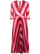 Marco De Vincenzo Striped Pleated Dress - Pink & Purple