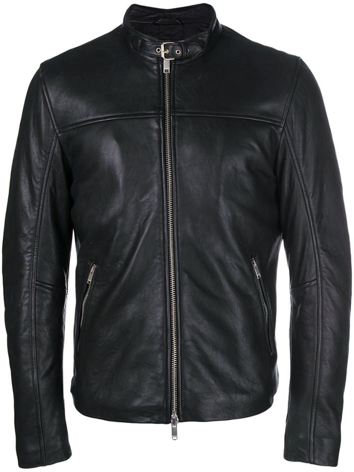 Dondup Leather Racer Jacket - Black
