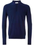 Fashion Clinic Longsleeved Polo Shirt, Men's, Size: 48, Blue, Wool