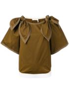 Chloé - Tie Shoulder Blouse - Women - Cotton - 34, Brown, Cotton