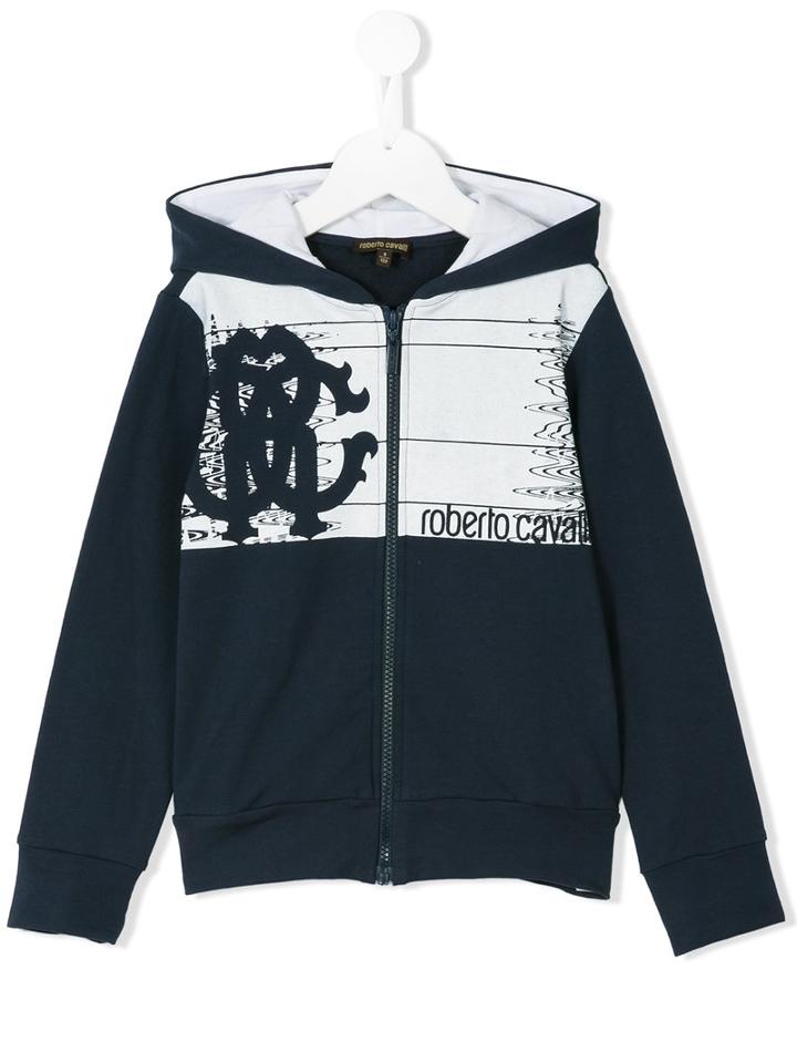 Roberto Cavalli Kids - Printed Hoodie - Kids - Cotton/spandex/elastane - 6 Yrs, Blue