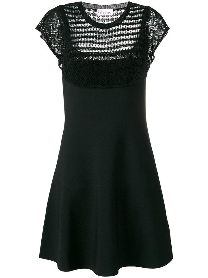 Red Valentino Knit Panel Dress, Women's, Size: Xs, Black, Viscose/polyamide/spandex/elastane/cotton